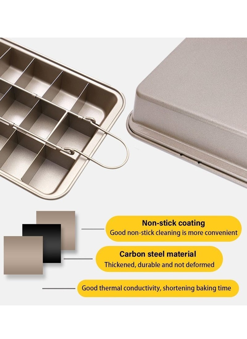 Arabest Brownie Baking Tray, Non-Stick Brownie Cake Pan with Dividers and Grips, 18 Pre-slice Brownie Pan for Baking Bread, Cookie, Cake, Chocolate(Champagne Gold)  - Image 3