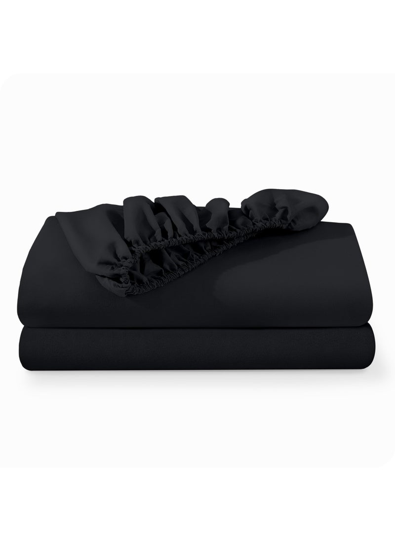 Bare Home Bare Home 2-Pack Fitted Bottom Sheets King - Premium 1800 Ultra-Soft Wrinkle Resistant Microfiber - Deep Pocket (King  Black)  - Image 1