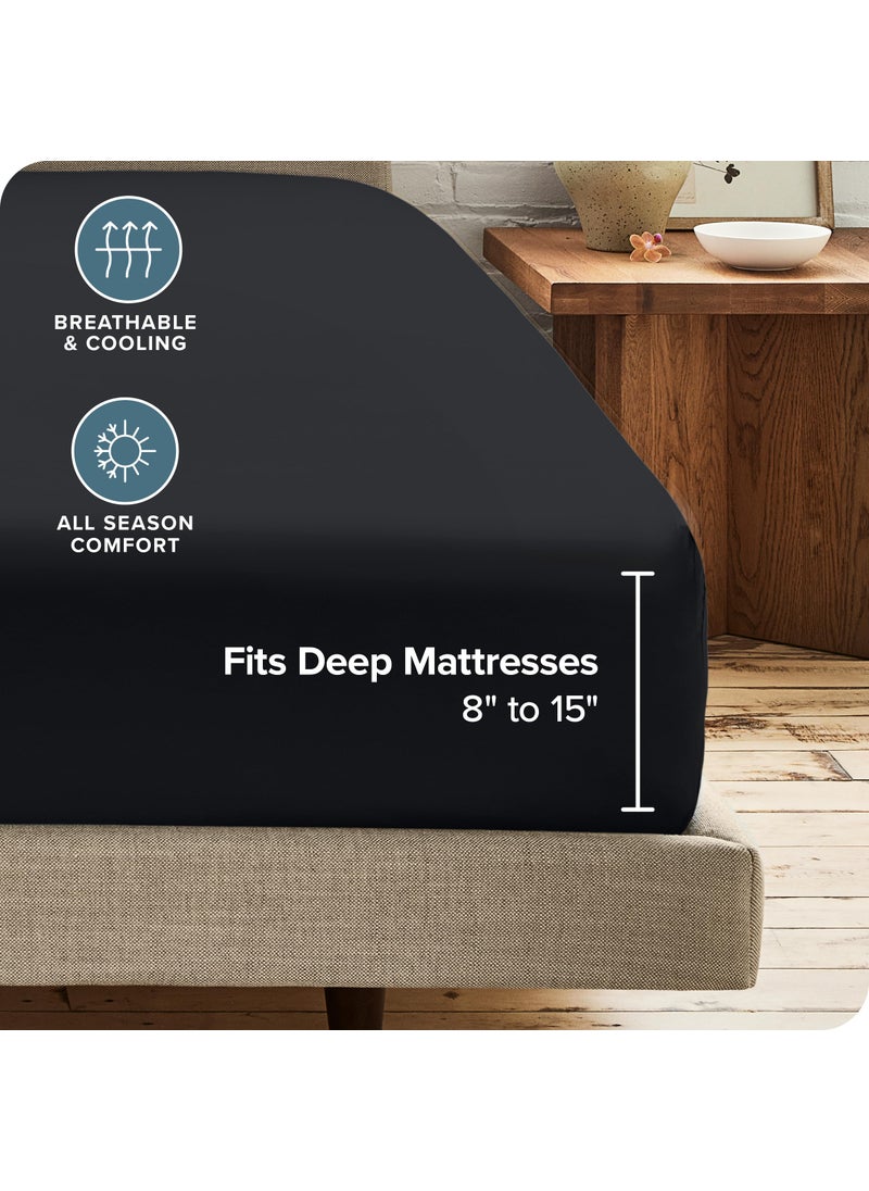 Bare Home Bare Home 2-Pack Fitted Bottom Sheets King - Premium 1800 Ultra-Soft Wrinkle Resistant Microfiber - Deep Pocket (King  Black)  - Image 4