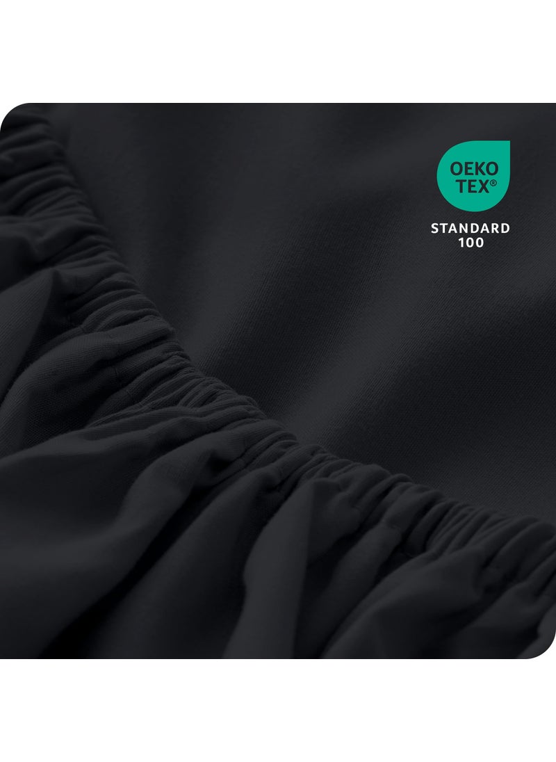Bare Home Bare Home 2-Pack Fitted Bottom Sheets King - Premium 1800 Ultra-Soft Wrinkle Resistant Microfiber - Deep Pocket (King  Black)  - Image 5
