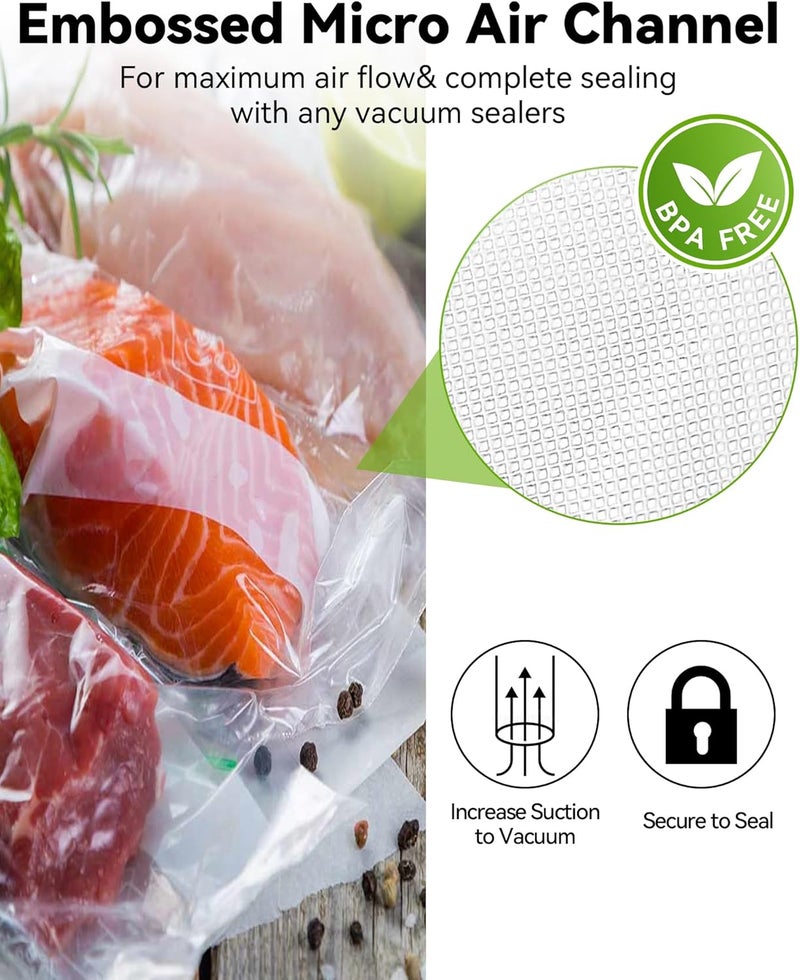 AENTGIU 300-Count Food Vacuum Sealer Bags 8 x 12 inch, Thick BPA-Free Sous Vide Bags Compatible with Most Vac Machines, Food Saver, Seal a Meal, Commercial Grade Quart Precut Meal Prep Storage Bags - Image 3