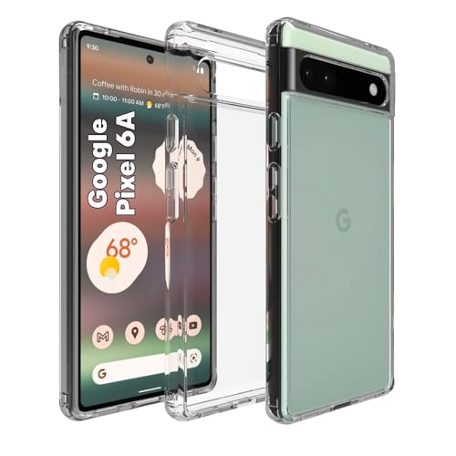 RIGGEAR Crystal Clear Hybrid Transparent Google Pixel 6A Back Cover Case (Clear Transparent TPU+PC) - Image 1