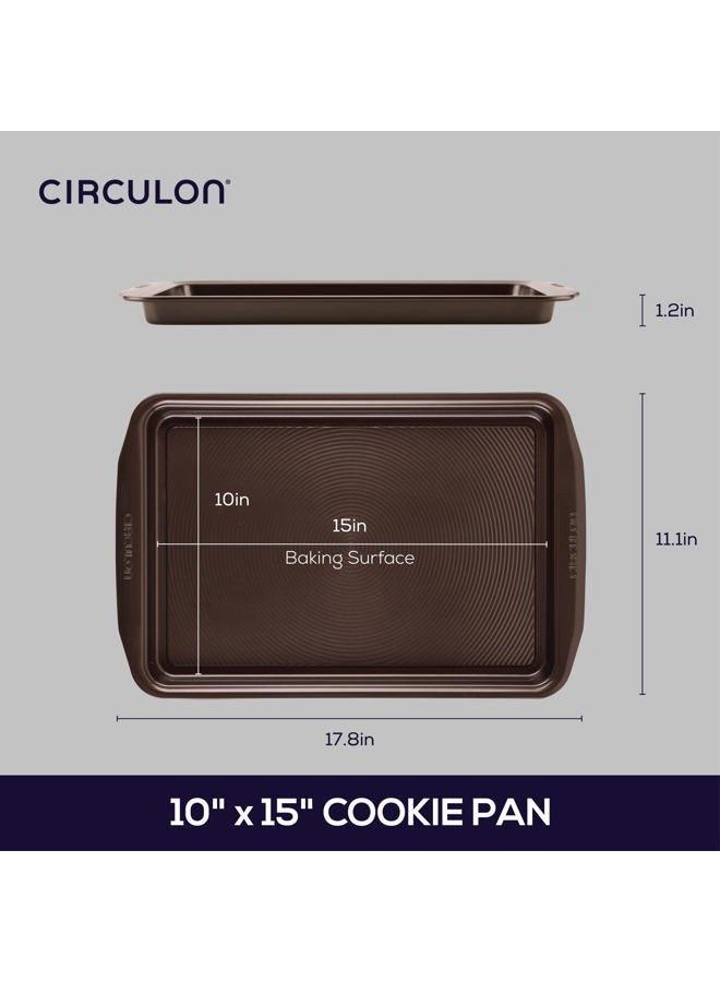 Circulon Nonstick Bakeware, Nonstick Cookie Sheet/Baking Sheet - 10 Inch x 15 Inch, Chocolate Brown - Image 2