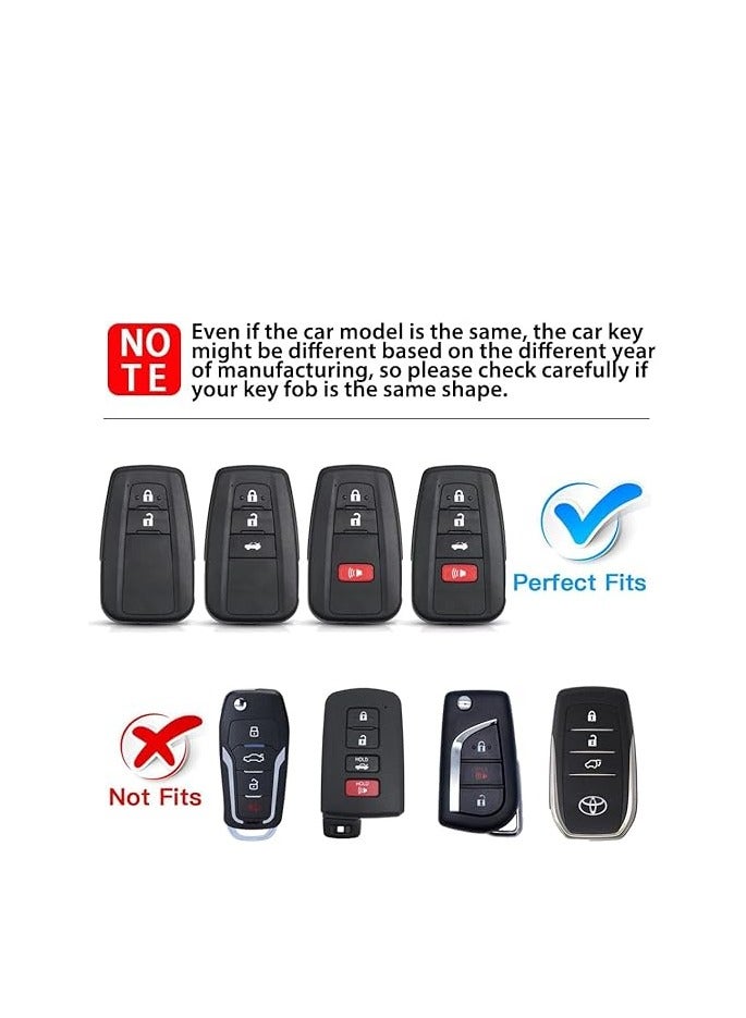 OUYoo for Toyota Key Fob Cover with Toyota Keychain, Car Key Fob Case Compatible with Toyota 2018-2023 Camry RAV4 Highlander Avalon C-HR Prius Corolla GT86,With keychain (Blue) - Image 2