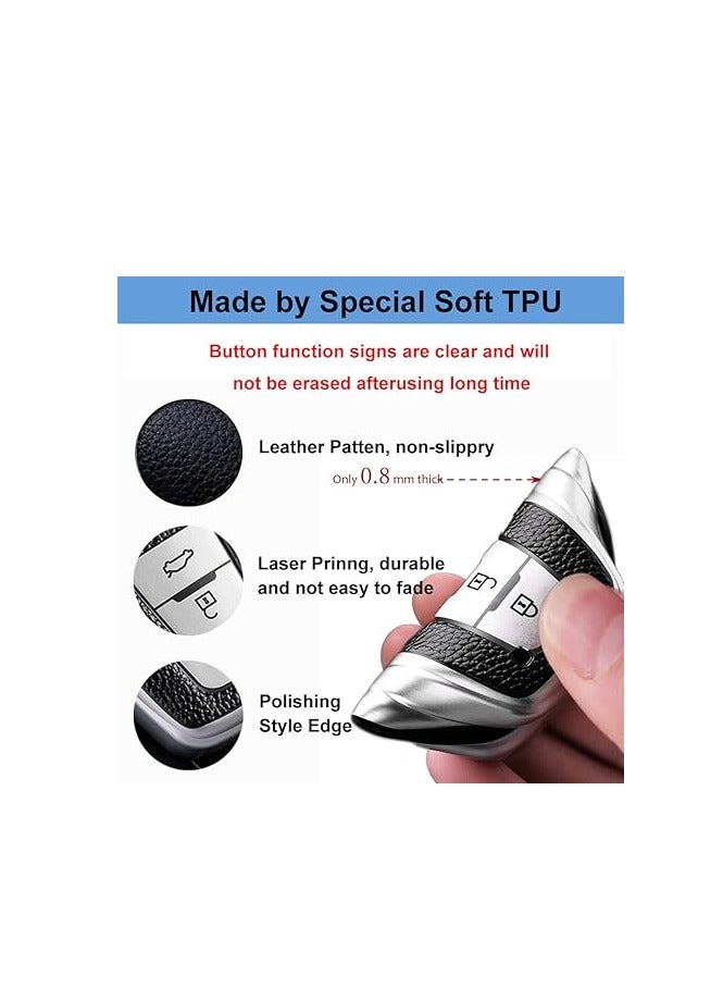 OUYoo for Toyota Key Fob Cover with Toyota Keychain, Car Key Fob Case Compatible with Toyota 2018-2023 Camry RAV4 Highlander Avalon C-HR Prius Corolla GT86,With keychain (Blue) - Image 3