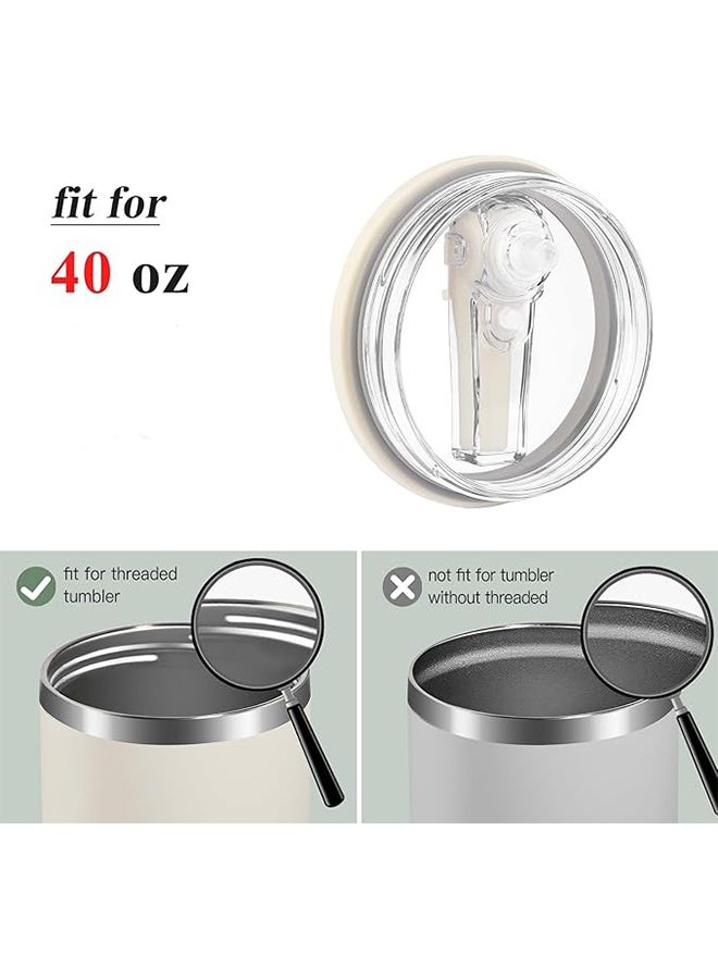 واي جيه 2 عبوة 40 أونصة غطاء بهلوان فليب غطاء بديل يصلح لستانلي كوينشر مقاوم للانسكاب مقاوم للرذاذ غطاء بهلوان قابل لإعادة الاستخدام لكوب ستانلي أبيض - Image 3