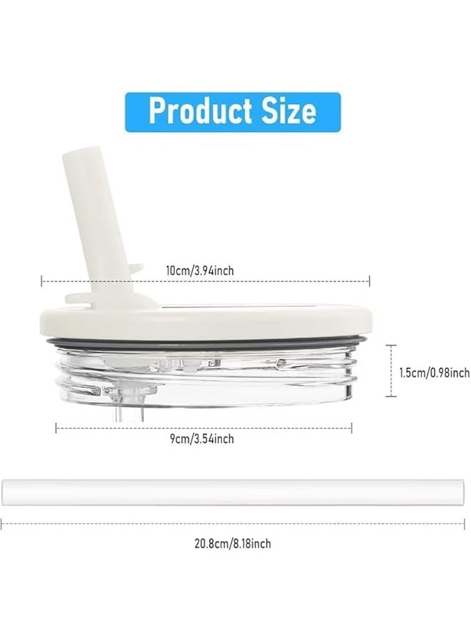 واي جيه 2 عبوة 40 أونصة غطاء بهلوان فليب غطاء بديل يصلح لستانلي كوينشر مقاوم للانسكاب مقاوم للرذاذ غطاء بهلوان قابل لإعادة الاستخدام لكوب ستانلي أبيض - Image 2
