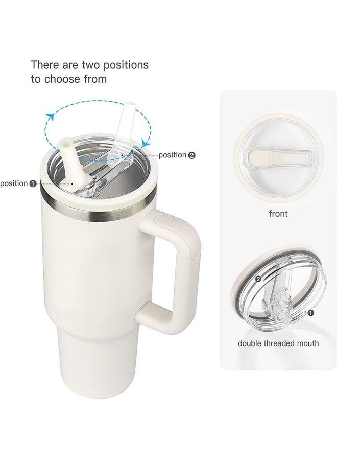 واي جيه 2 عبوة 40 أونصة غطاء بهلوان فليب غطاء بديل يصلح لستانلي كوينشر مقاوم للانسكاب مقاوم للرذاذ غطاء بهلوان قابل لإعادة الاستخدام لكوب ستانلي أبيض - Image 5