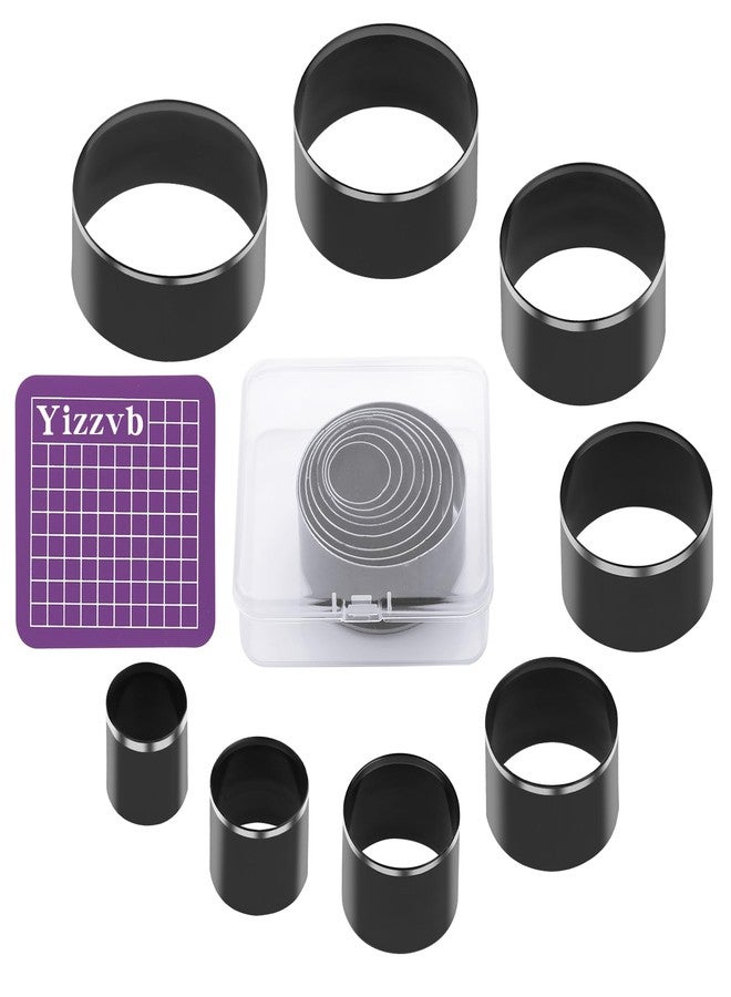 Yizzvb 8 Pcs Leather Circle Cutter Tool Set, Leather Punch Tool, High Carbon Steel Round Craft Punching Tools for DIY Craft, Punching Die Set, 8 Sizes 20 25 30 35 40 45 50 55mm - Image 1
