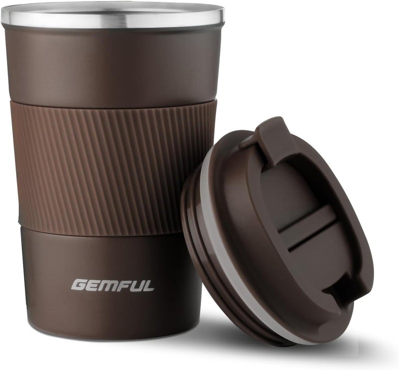 GEMFUL Travel Coffee Mug Insulated Stainless Steel Coffee Cup for Cold and Hot Drinks Home Office Outdoor Works 380ml - Image 1