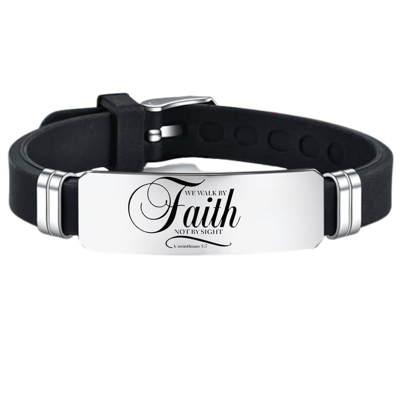 M Men Style Christian Gifts for Women Religious Faith Bracelet for Women Cross Baptism Bible Verse Jewelry Stainless Steel Confirmation Gifts Birthday for Men SBr2024291 - Image 1