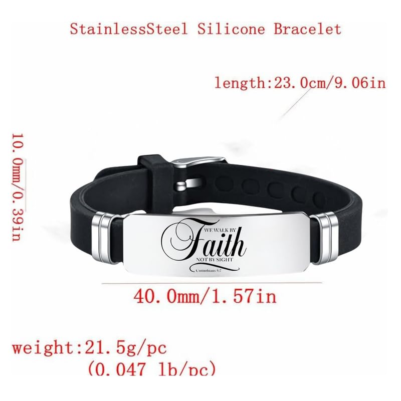 M Men Style Christian Gifts for Women Religious Faith Bracelet for Women Cross Baptism Bible Verse Jewelry Stainless Steel Confirmation Gifts Birthday for Men SBr2024291 - Image 2