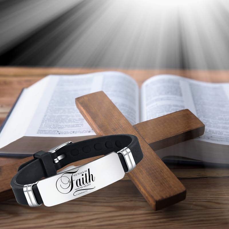 M Men Style Christian Gifts for Women Religious Faith Bracelet for Women Cross Baptism Bible Verse Jewelry Stainless Steel Confirmation Gifts Birthday for Men SBr2024291 - Image 5