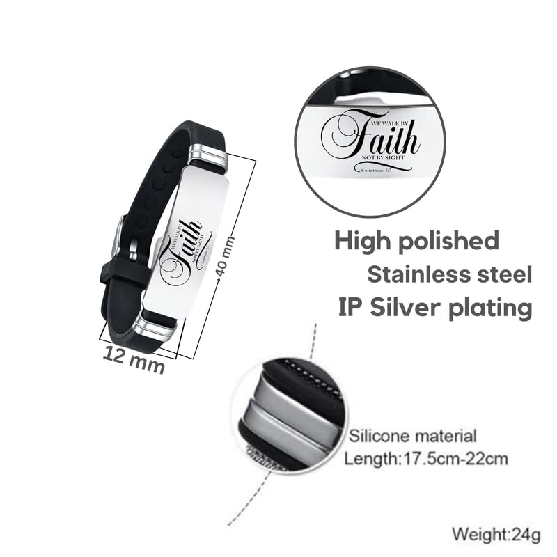 M Men Style Christian Gifts for Women Religious Faith Bracelet for Women Cross Baptism Bible Verse Jewelry Stainless Steel Confirmation Gifts Birthday for Men SBr2024291 - Image 3