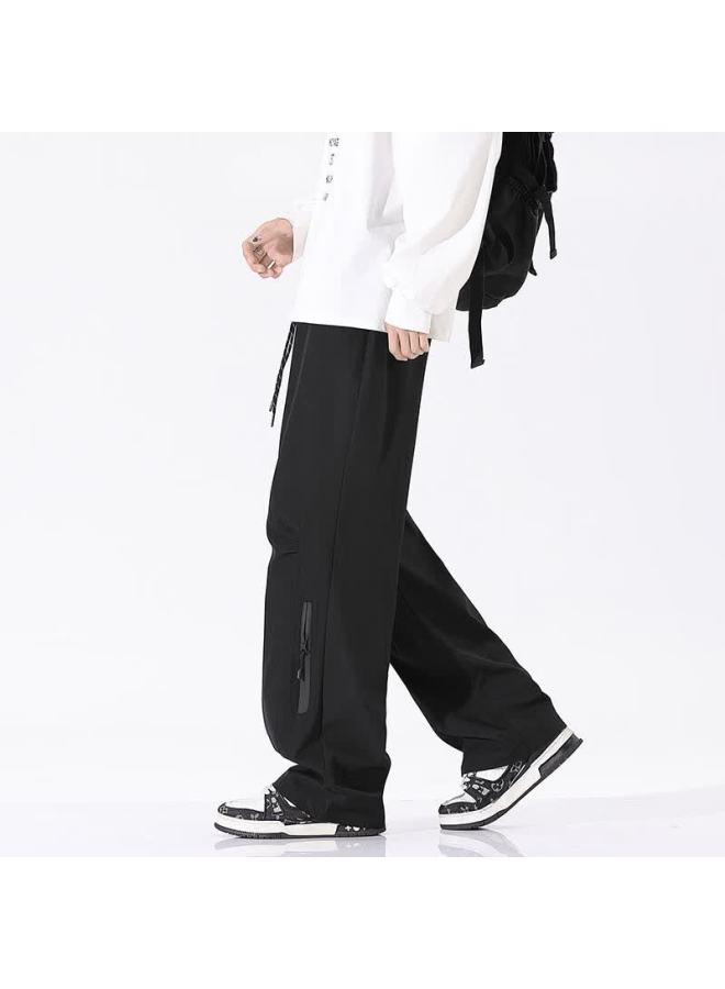 Izexx Mountain Series Water-repellent Casual Pants Men Spring Straight-leg Wide-leg Outdoor Paratrooper Cargo Trousers Iz37 Black L - Image 3