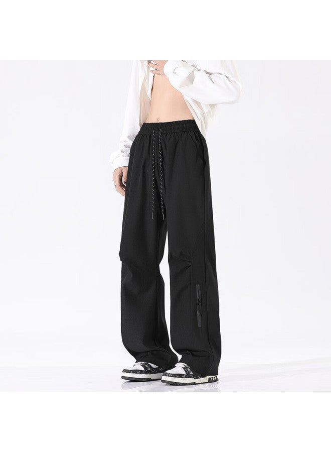 Izexx Mountain Series Water-repellent Casual Pants Men Spring Straight-leg Wide-leg Outdoor Paratrooper Cargo Trousers Iz37 Black L - Image 2