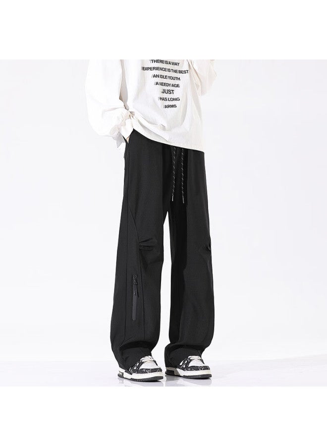 Izexx Mountain Series Water-repellent Casual Pants Men Spring Straight-leg Wide-leg Outdoor Paratrooper Cargo Trousers Iz37 Black L - Image 5