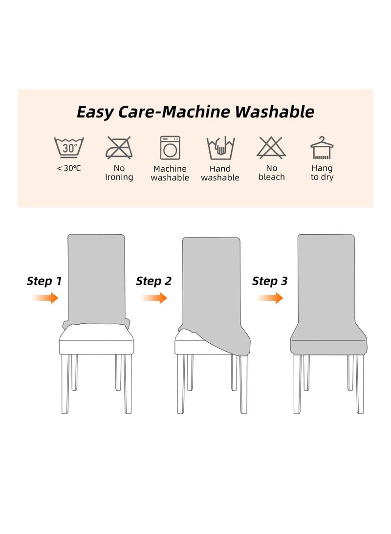 Y&D Chair Covers for Dining Room  Solid Stretch Covers Washable Kitchen Slip Jacquard Parson  Chairs Seat Slipcover - Image 3