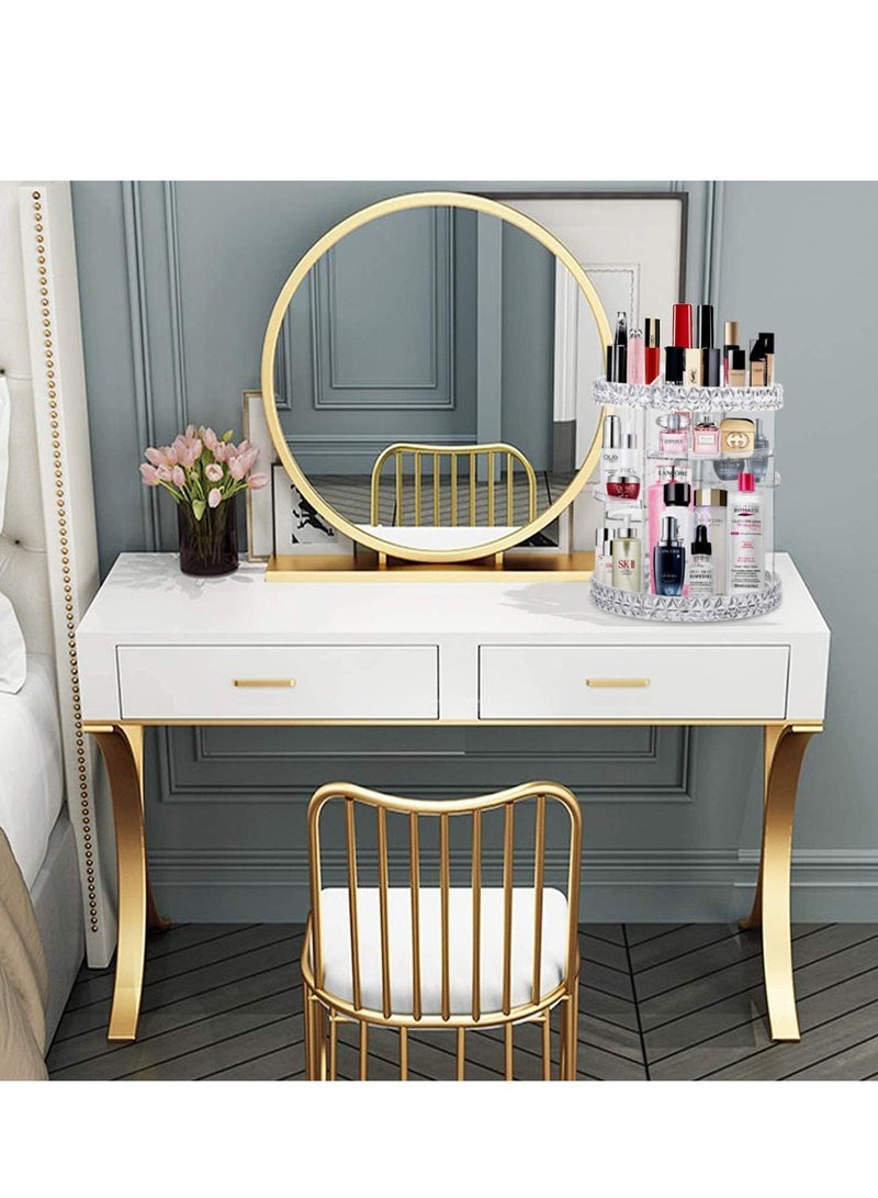 منظم مكياج اكريليك لتخزين مستحضرات - التجميل والعطور على سطح المنضدة بتصميم دوار 360 درجة، مناسب لمنتجات العناية بالبشرة - تصميم ماسي شفاف - Image 2