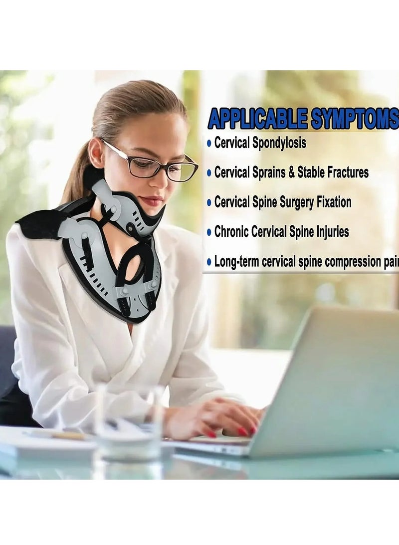 AROAQ Neck Brace Support,  Adjustable Cervical Collar, Comfortable Fixable Neck Posture Corrector, Neck Pain Spine Pressure Traction Device For Neck Pain Posture Support, (1pc, Grey) - Image 4