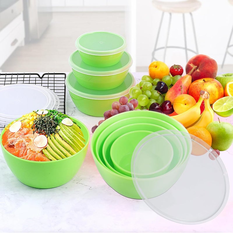 ATRDTO Set of 4 Plastic Prep Bowls with Lids，Microwave and Dishwasher Safe,Ideal for Baking, Prepping, Cooking and Serving Food (Green) - Image 4