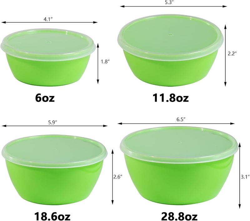 ATRDTO Set of 4 Plastic Prep Bowls with Lids，Microwave and Dishwasher Safe,Ideal for Baking, Prepping, Cooking and Serving Food (Green) - Image 2