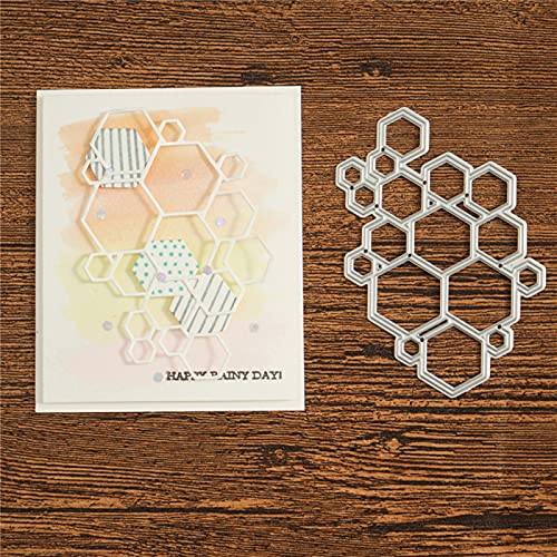 hinana Hexagon Lattice Frame Metal Die Cuts,Hexagon Hollow Background Cutting Dies Cut Stencils for DIY Scrapbooking Photo Decorative Embossing Paper Dies for Scrapbooking Card Making - Image 4