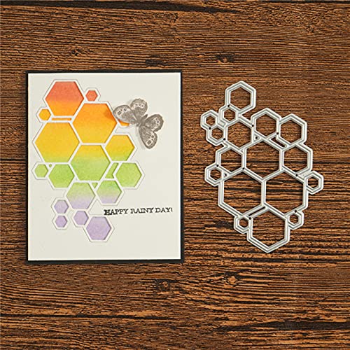hinana Hexagon Lattice Frame Metal Die Cuts,Hexagon Hollow Background Cutting Dies Cut Stencils for DIY Scrapbooking Photo Decorative Embossing Paper Dies for Scrapbooking Card Making - Image 3