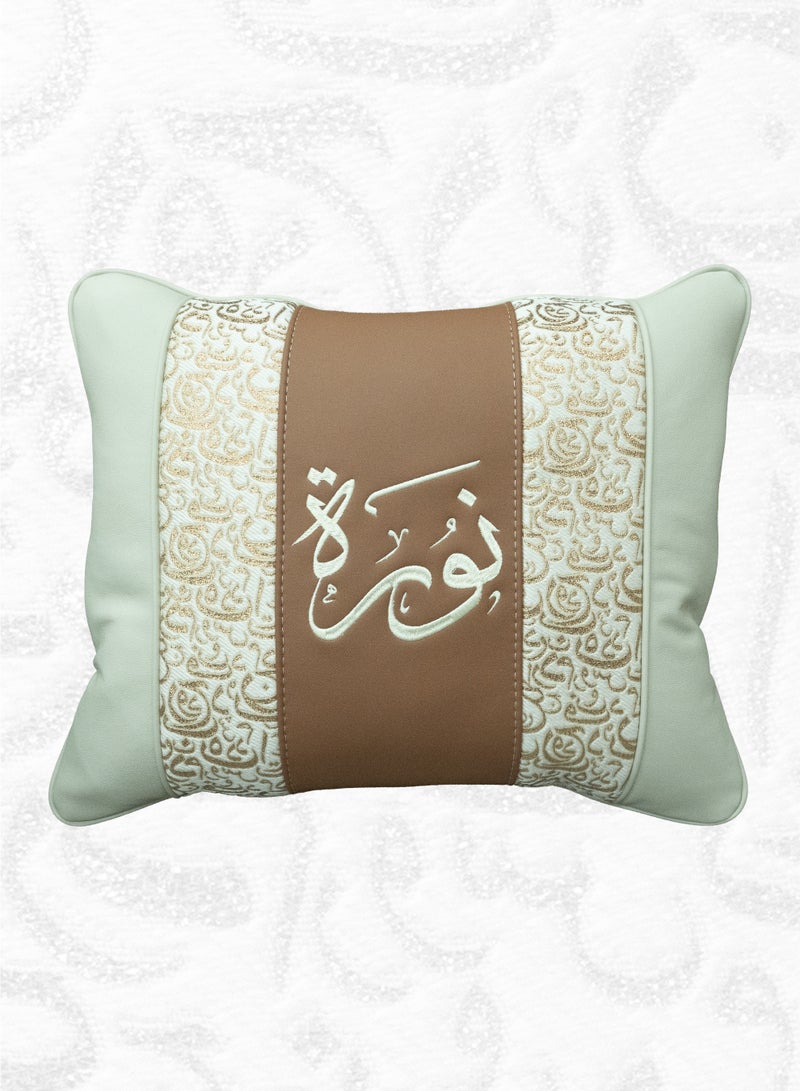 لمسة فن مخدة جلد فاخرة للديكور – تصميم أنيق بخياطة ونقوش مستوحاة من الخط العربي – وسادة عصرية للكنب وديكور المنزل - Image 1