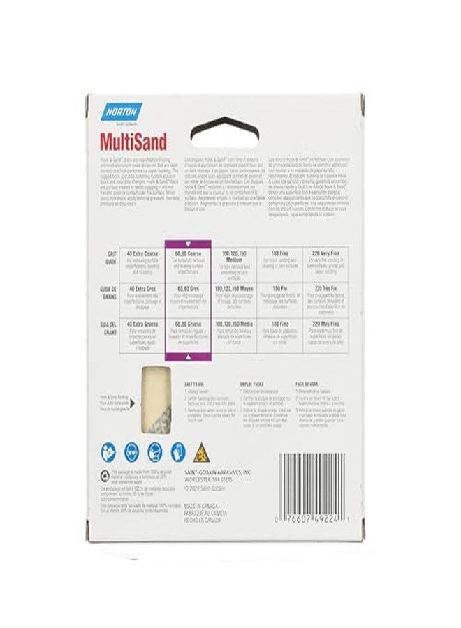 Norton 5" Norton 49224 MultiSand Hook & Loop 8-Hole Sanding Disc, P60-Grit, 25-Pack - Image 3