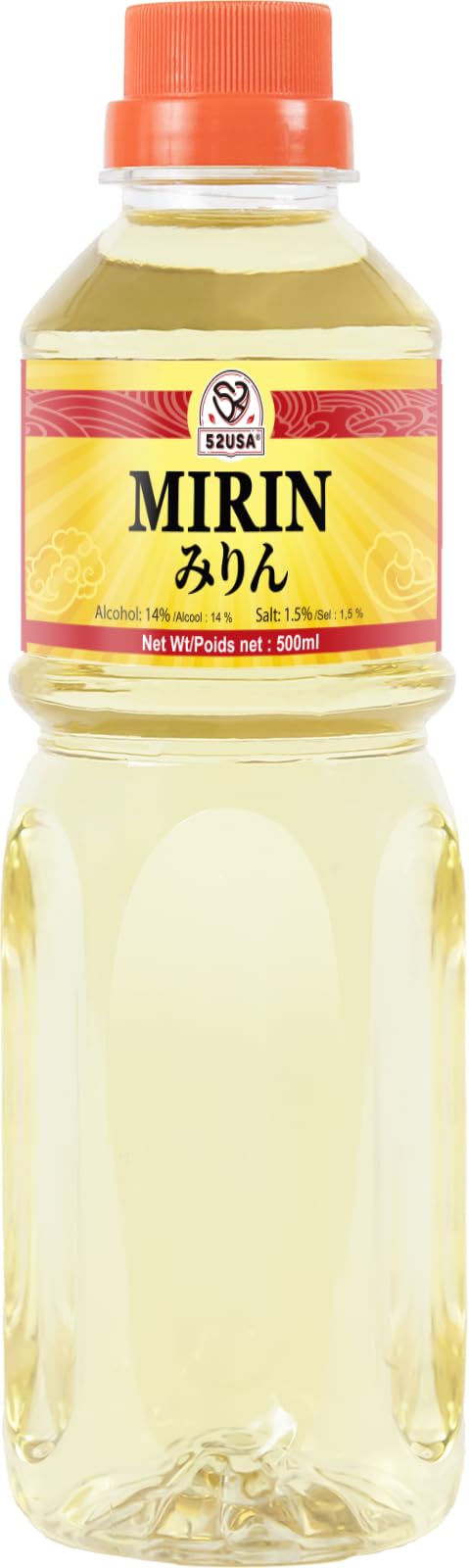52USA Mirin, Japanese Mirin Cooking Wine, 16.9 FL OZ (Pack of 1), Red Rice Cooking Wine & Seasoning Homemade Sauces, Marinades, Glazes, Salad Dressings, Sushi Rice, Ramen Noodles, Less Sugar and Less Calories, Made with Natural Sugar - Image 1