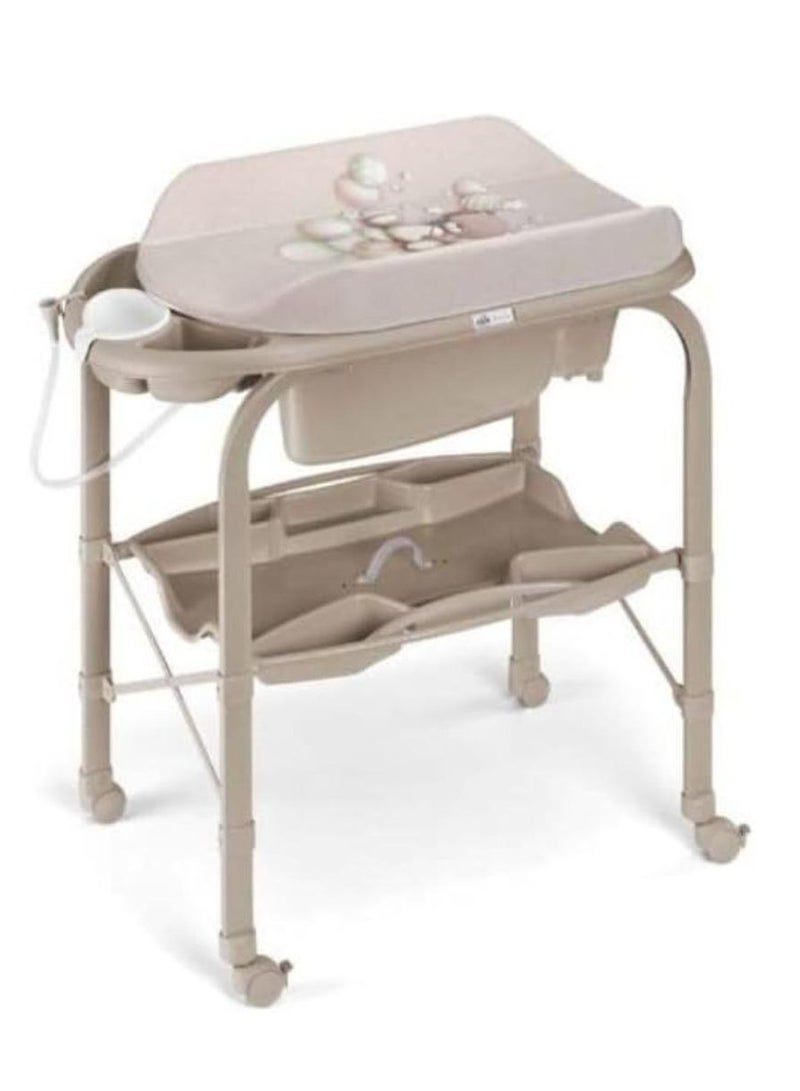 cam Changing Table - Beige  - Soft Changing Mat - From 0 - 6 Months Old Baby, With Storage, Made In Italy, Changing Diaper Station For Infant And Nursery, Foldable, Portable With 4 Wheels - Image 1
