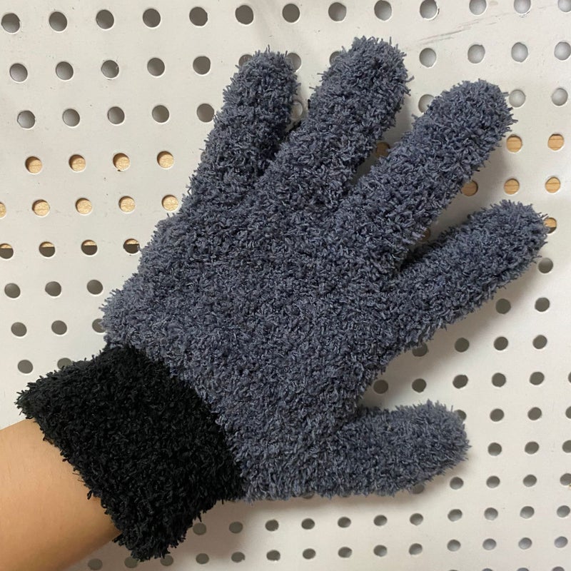 Hot-Sale Dust-Removing Gloves, Coral Fleece, Multicolor Stitching gray one Stitching gray one