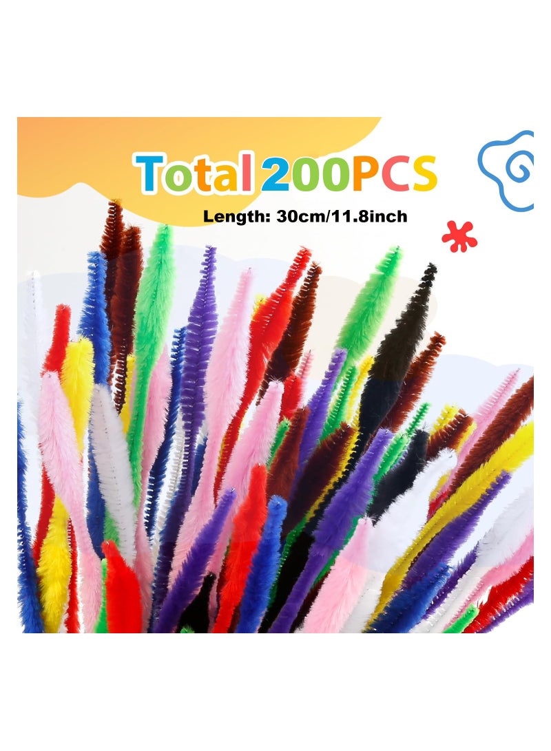 200 Pieces Pipe Cleaners Craft with Bumps 30 Assorted Colors Chenille Stems for Kids DIY Art Craft Decoration, 6mm x 12inch Fuzzy Colored Chenille Stem Sticks Set Craft Supplies for Kids and Adults - Image 4
