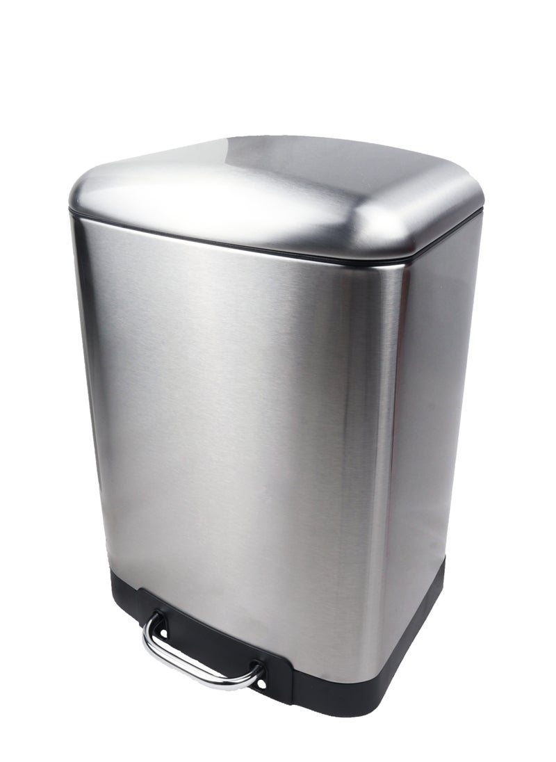 Generic Step Garbage Bin | Brushed Stainless Steel Finish | Soft-Closing | Fingerprint-Resistant | Groove Pedal | Suitable For Kitchens & Homes | Metallic Grey | 12L  - Image 1