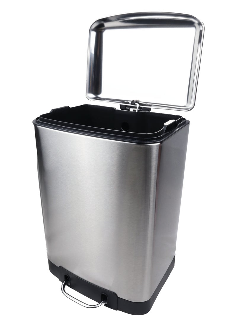 Generic Step Garbage Bin | Brushed Stainless Steel Finish | Soft-Closing | Fingerprint-Resistant | Groove Pedal | Suitable For Kitchens & Homes | Metallic Grey | 12L  - Image 2