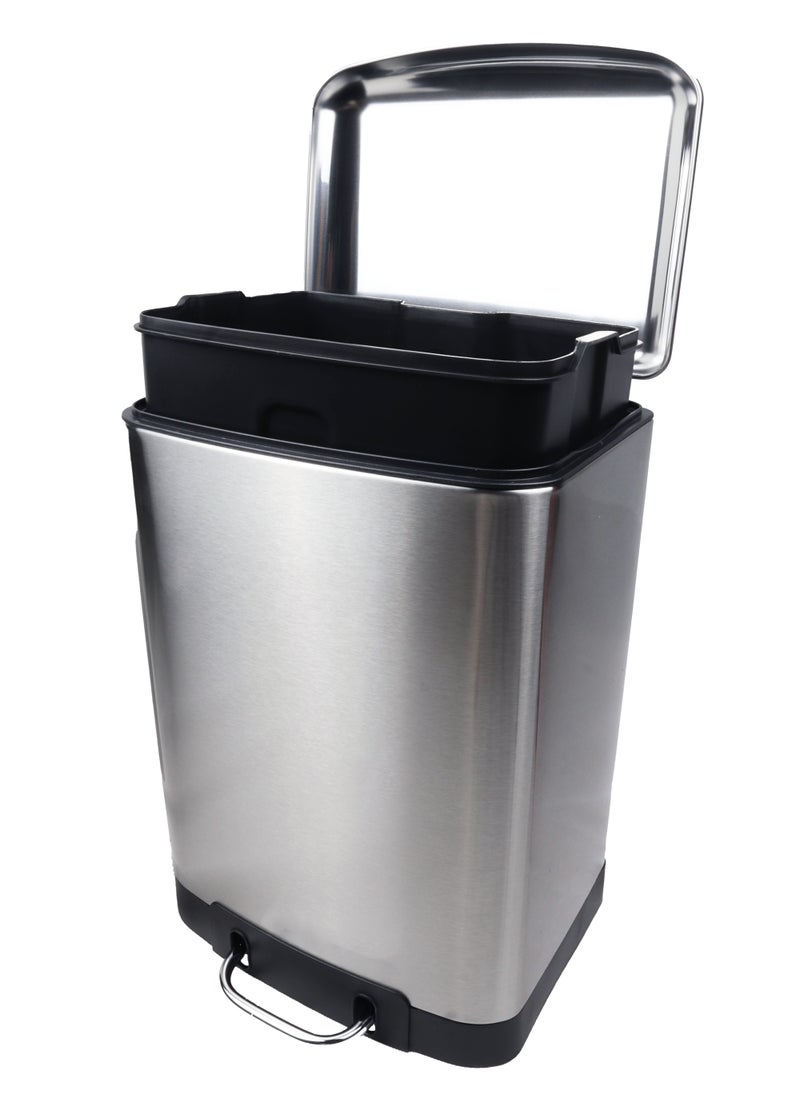 Generic Step Garbage Bin | Brushed Stainless Steel Finish | Soft-Closing | Fingerprint-Resistant | Groove Pedal | Suitable For Kitchens & Homes | Metallic Grey | 12L  - Image 3