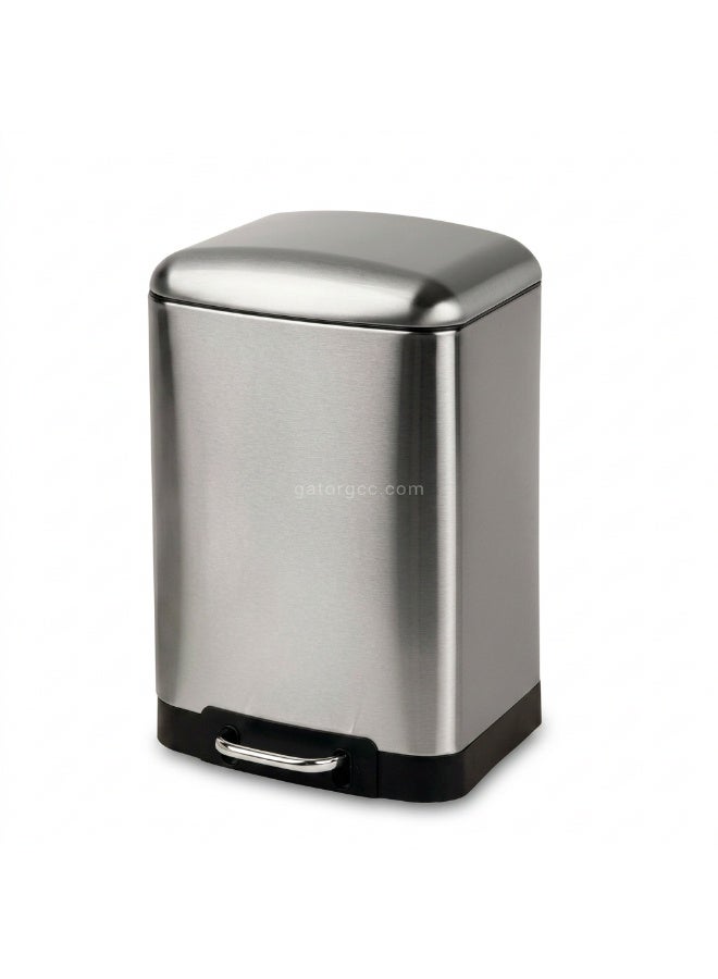 Gator Step Garbage Bin | Brushed Stainless Steel Finish | Soft-Closing | Fingerprint-Resistant | Groove Pedal | Suitable For Kitchens & Homes | Metallic Grey | 12 Liters - Image 1