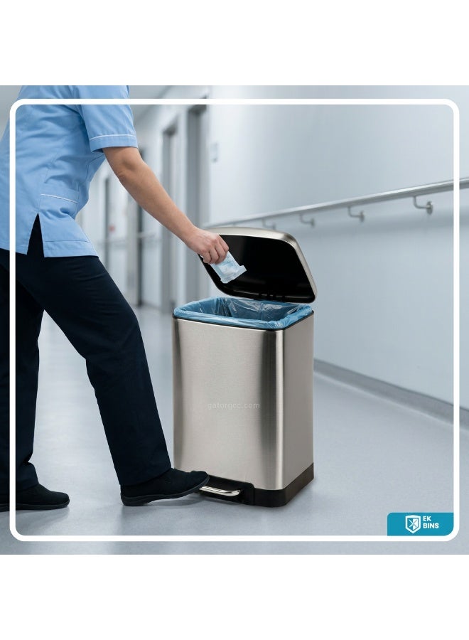 Gator Step Garbage Bin | Brushed Stainless Steel Finish | Soft-Closing | Fingerprint-Resistant | Groove Pedal | Suitable For Kitchens & Homes | Metallic Grey | 12 Liters - Image 4