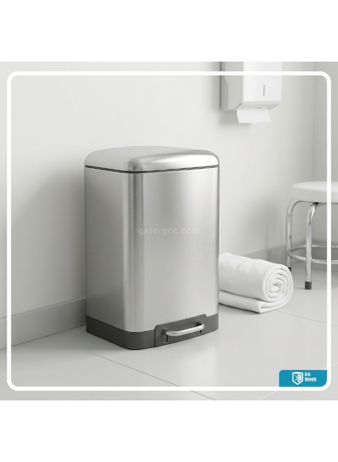 Gator Step Garbage Bin | Brushed Stainless Steel Finish | Soft-Closing | Fingerprint-Resistant | Groove Pedal | Suitable For Kitchens & Homes | Metallic Grey | 12 Liters - Image 5
