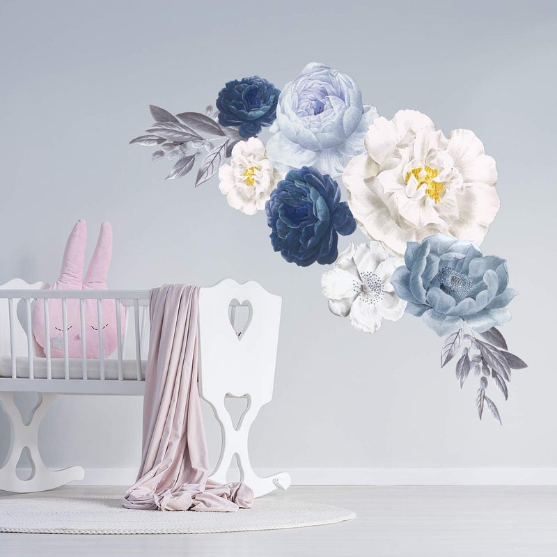 WALPLUS Peony Flowers Rose Wall Decals Peel and Stick Wall Sticker Oversized Murals for Home Bedroom Nursery Room Floral Transparent Wall Decor