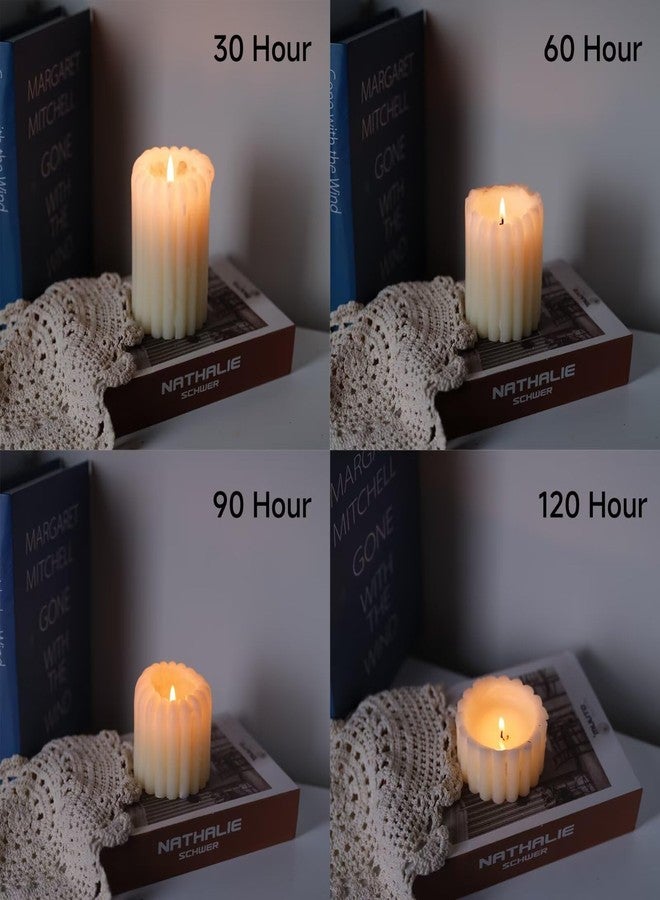 MOZEAL Hand-Poured Pointed Ribbed Soy Pillar Candles Set of 3 - Decorative Baby Blue Unscented Dripless Smokeless (4",6",8") 300 Hr Burn - Stylish Wedding Décor - Image 5