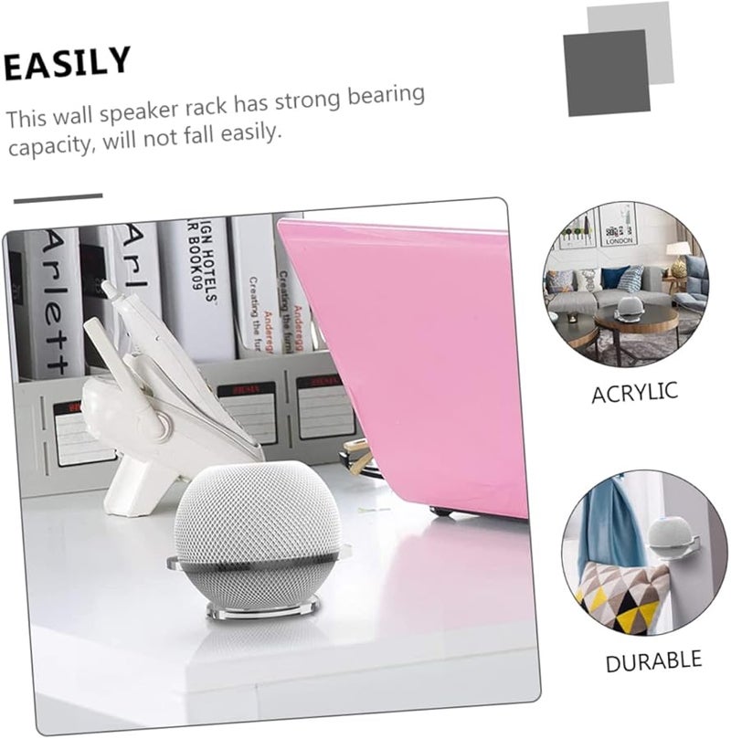 Transparent Wall Mounted Acrylic Speaker Rack Multi Functional Audio Storage Space Saving - Image 5