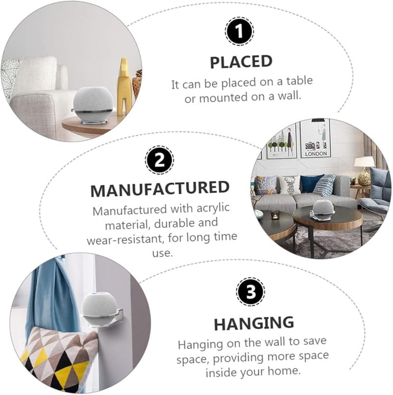 Transparent Wall Mounted Acrylic Speaker Rack Multi Functional Audio Storage Space Saving - Image 4