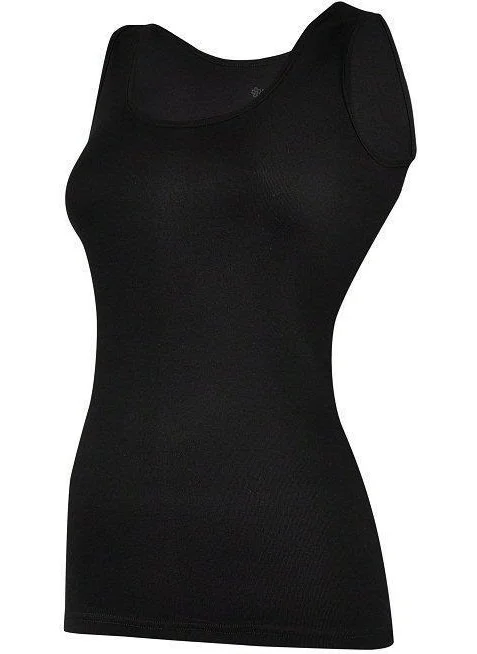 Goldoremi̇ Yıldız 2038 Battal Black Wide Strap Piping Ribbed Women's Undershirt