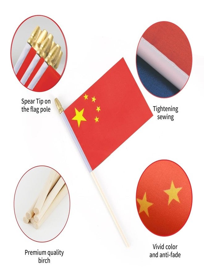 Ckexin 25Pack Small China Flags Handheld Mini Chinese Flag on Stick 5x8 Inch - Image 3