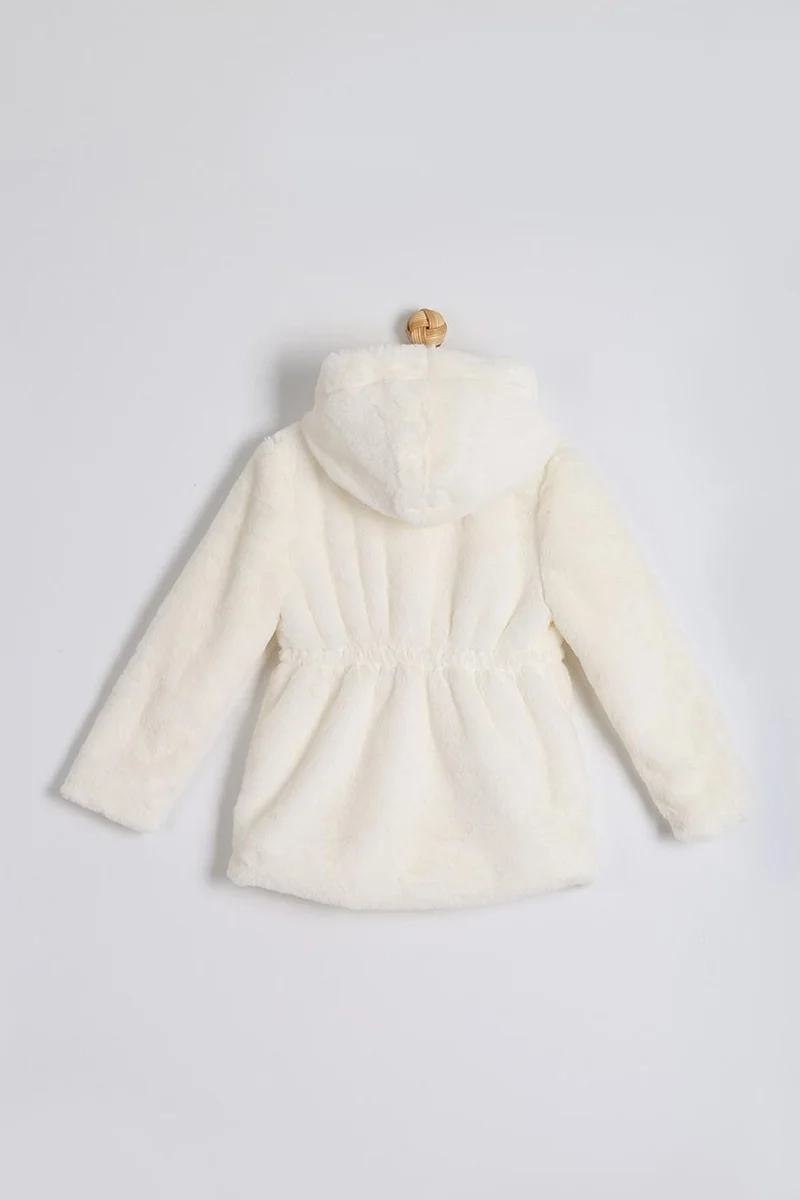 مينيمن جيجيليري My Little Ones Plush Lined Girls Hooded Cardigan - Cream