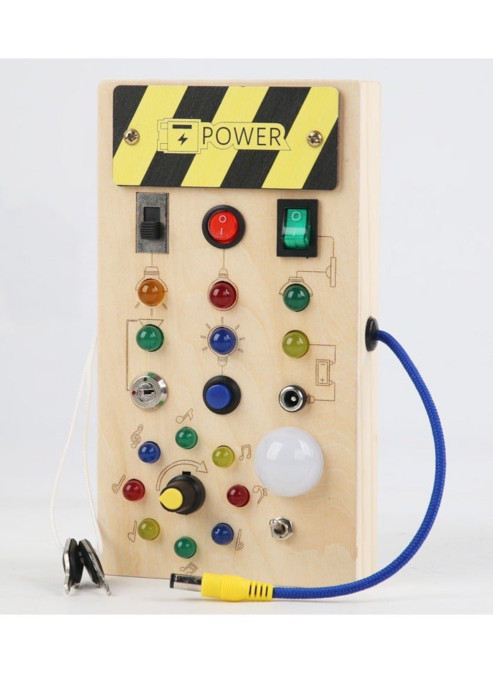 general Montessori Toddler Busy Board, Baby Wooden Busy Board with 8 LED Light switches, Sensory Toys Light Switch Toys Travel Toys for 3+ Year Old Baby and Toddler - Image 2