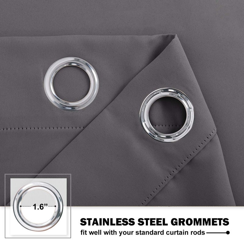 NICETOWN Kitchen Blackout Window Treatment - Thermal Insulated Valance Home Decor Blackout Grommet Tier Curtains Drapes for Small Window (42W by 24L 1.2 inches Header, Grey, 1 Pair) - Image 3