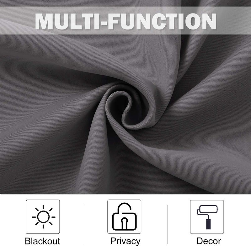 NICETOWN Kitchen Blackout Window Treatment - Thermal Insulated Valance Home Decor Blackout Grommet Tier Curtains Drapes for Small Window (42W by 24L 1.2 inches Header, Grey, 1 Pair) - Image 4